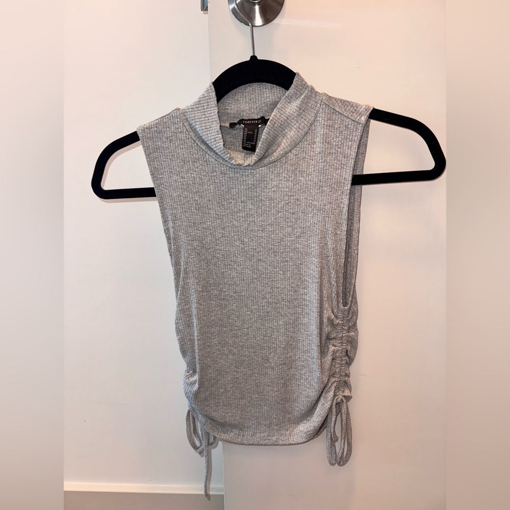 Forever 21 Light Gray Ribbed Sleeveless Mock Neck Tank